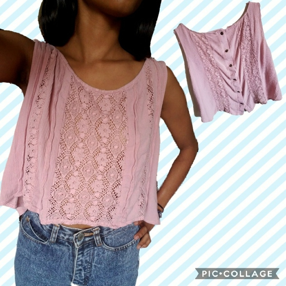 Button Back Lace Blouse in Blush Pink