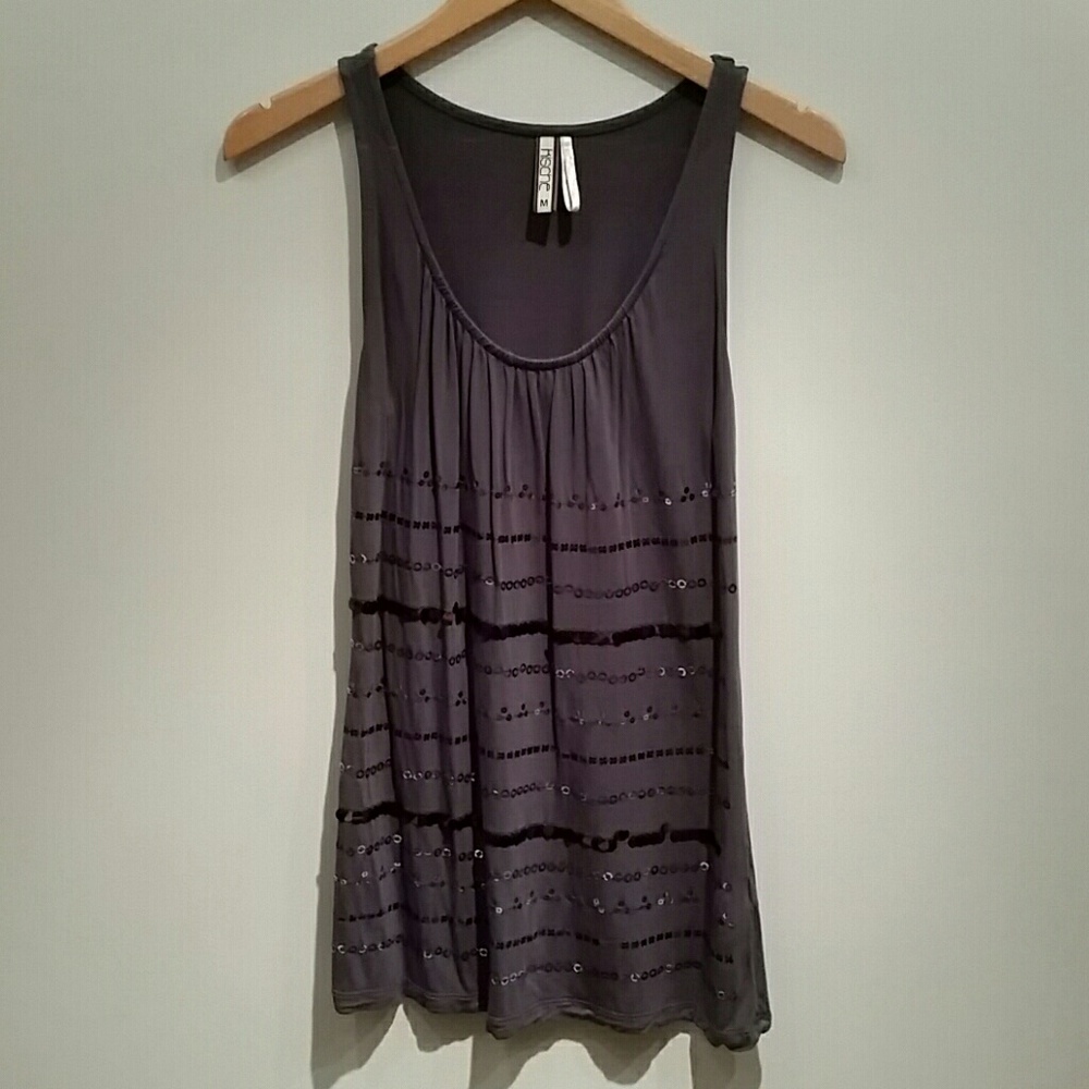 Kische Slate Gray Tank with Sequins