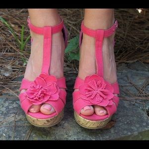 Madden Girl Hot Pink Heels Cork Wedges Summer