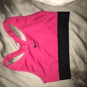 Pink Nike Pro sports bra