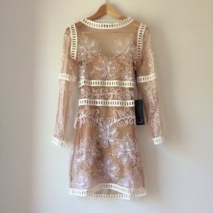 Desert Nights Mini Dress - White/Ivory/Cream Mesh