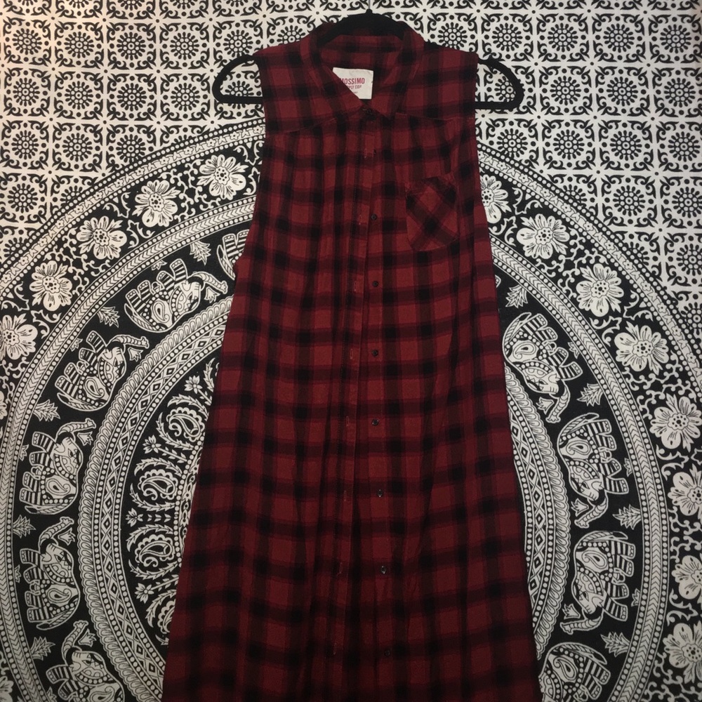 Red & black button down dress