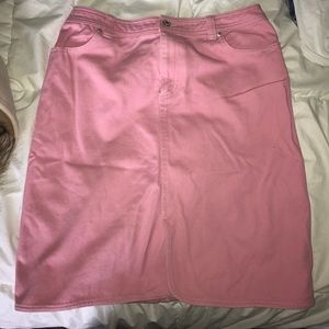 Pink skirt.