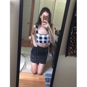 Theory Gingham Knit Crop Tank