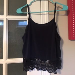 Navy Blue Fancy Crop Top