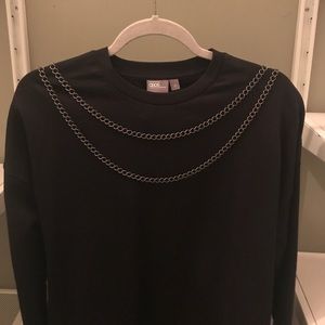 ASOS black crew neck sweatshirt - chain detail