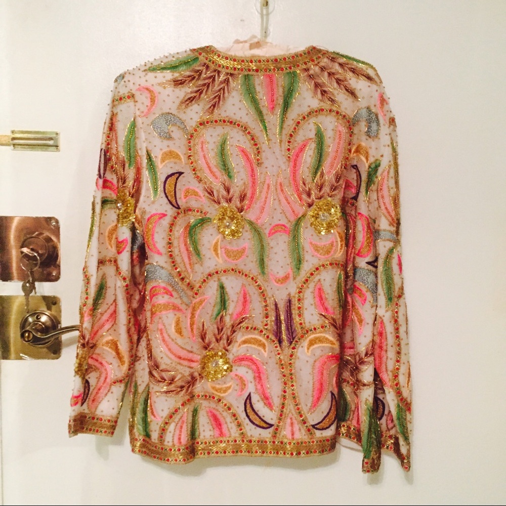 London Bugle Bead Multicolored Jacket - Picture 2 of 3