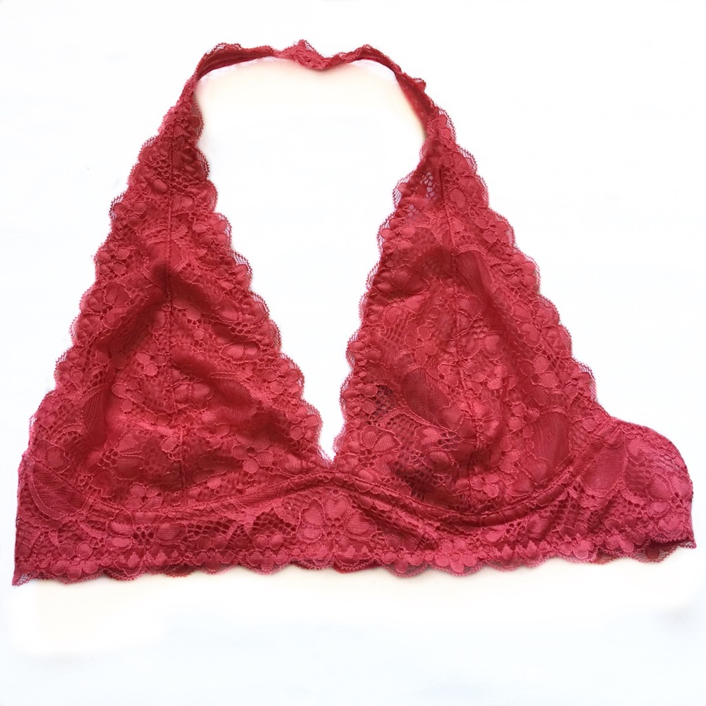 Free People Lace Halter Bra red size L