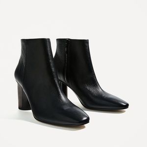 Used Zara Leather Ankle Boots with Metal