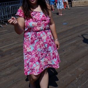 One shoulder flower dress plus size (used once)