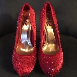 Kayleen red studded heels