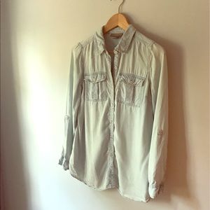 Pea in the Pod Chambray maternity shirt