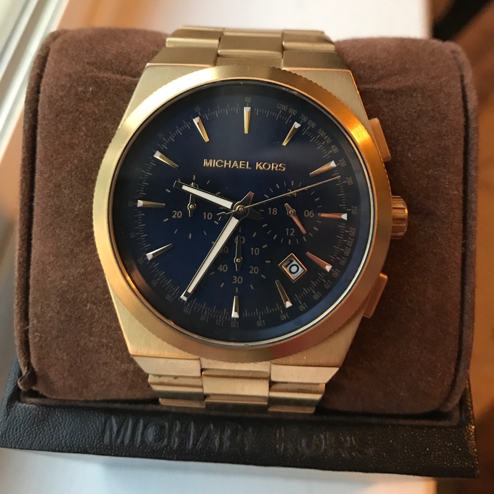 MEN'S GOLD/NAVY MICHAEL KORS WATCH