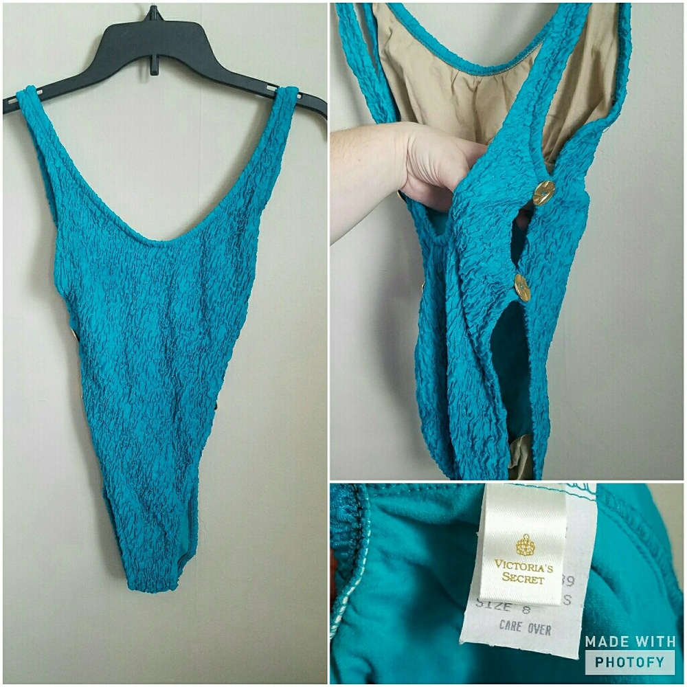Vintage Teal Victoria's Secret High Cut Swimsuit