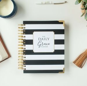 Planner - Daily Grace Planner Black & White Stripe