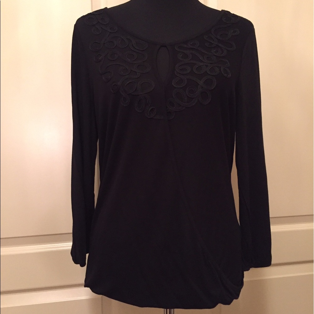 Black Keyhole Blouse- New Without Tags