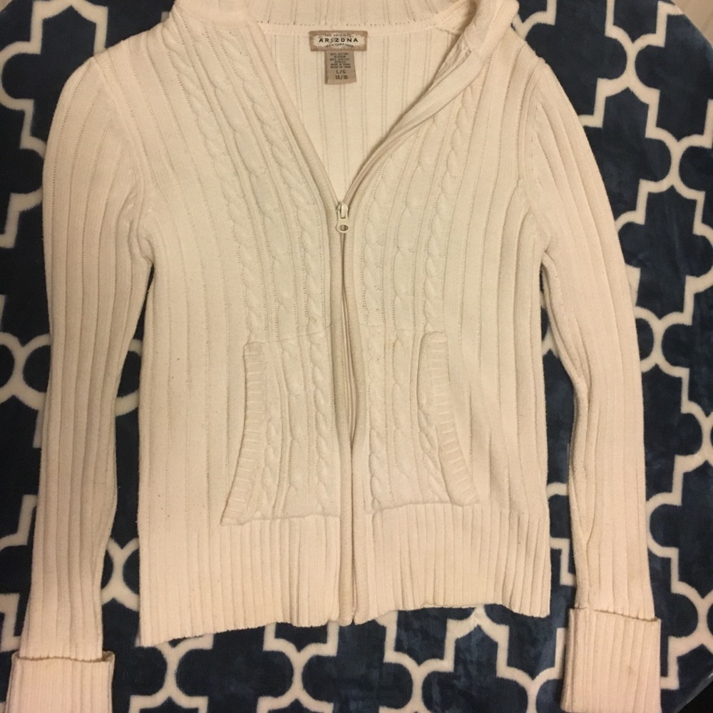 white knit sweater