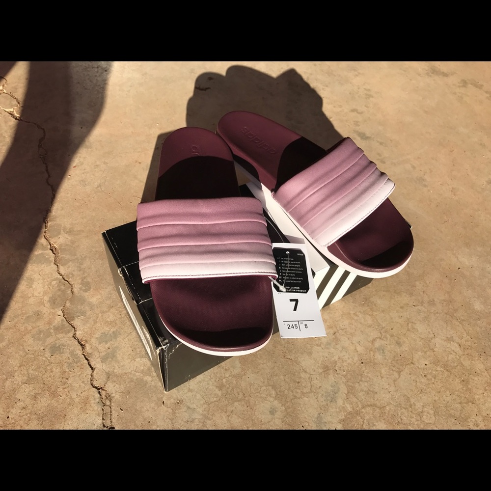 Women's Maroon Adidas Slide sandals