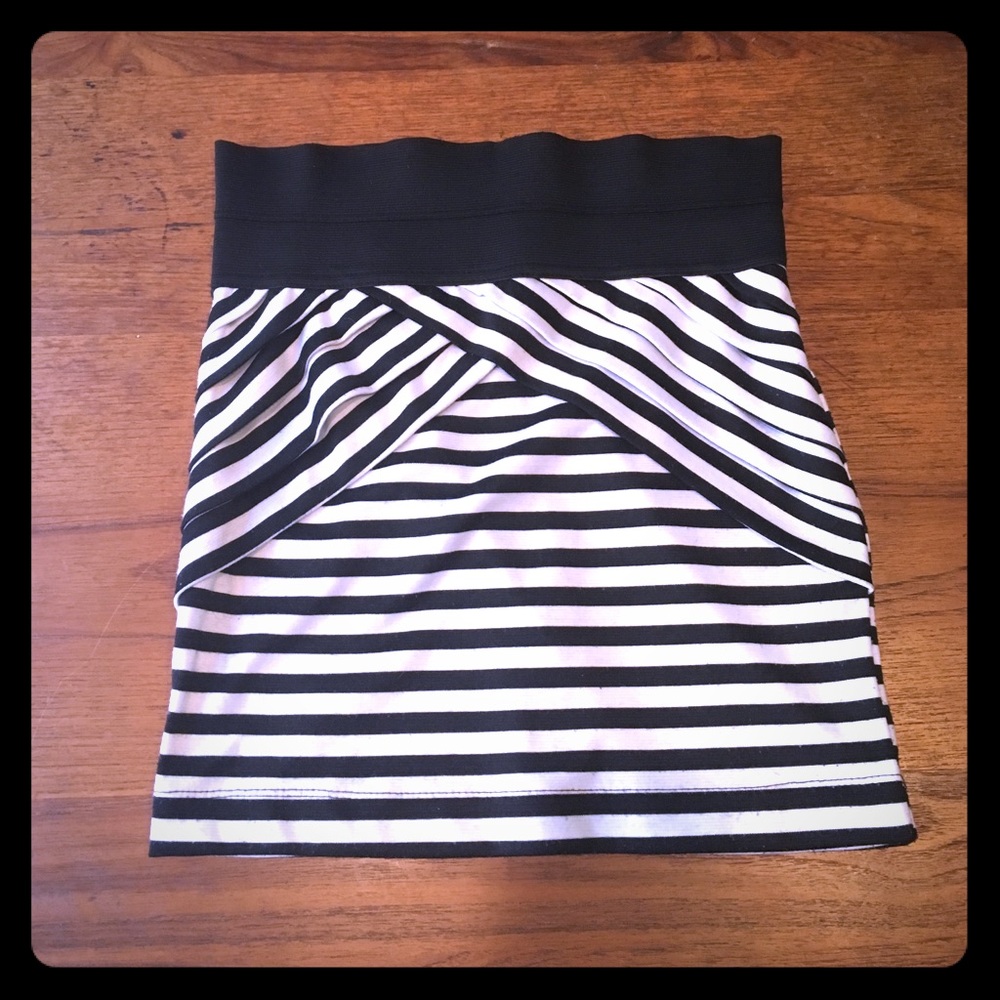 Black and white striped miniskirt