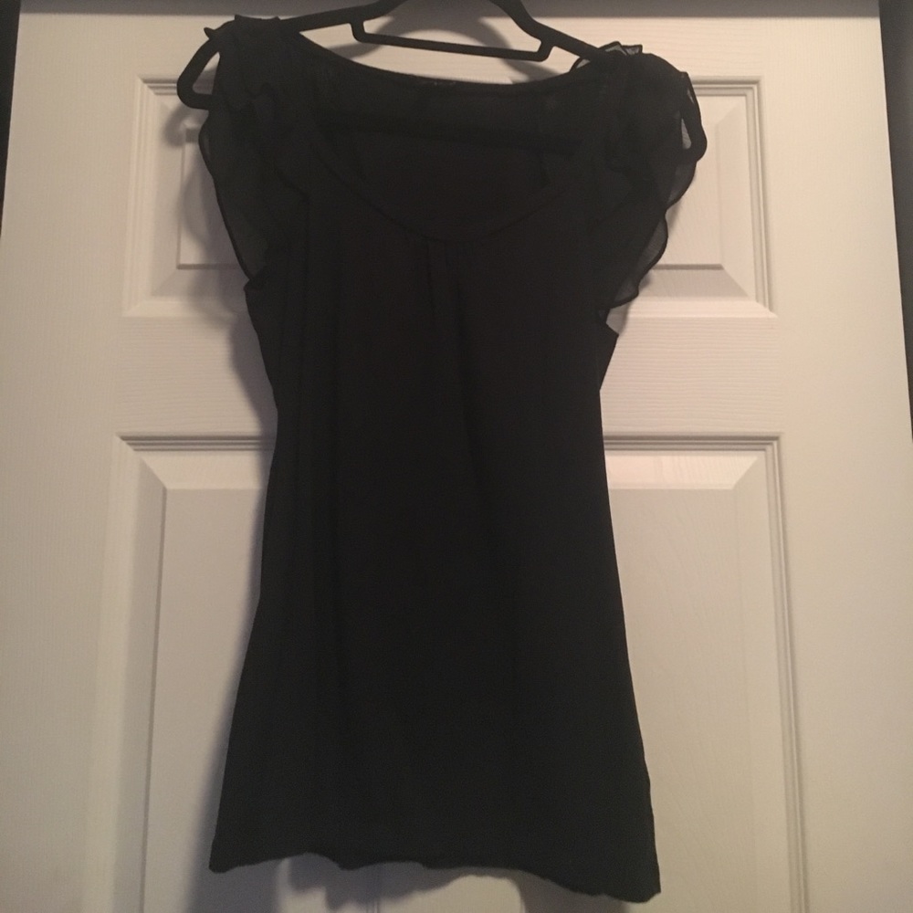 Black ruffle sleeve top