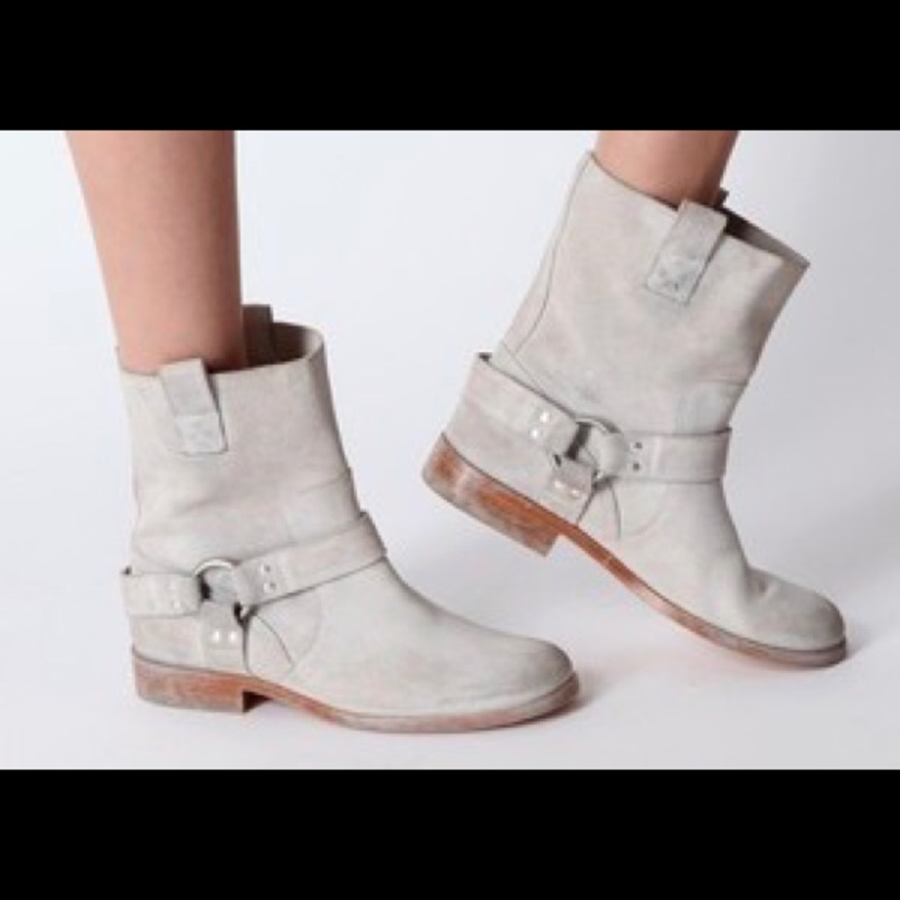 Mason Margiela Engineer Boots—Ivory Suede