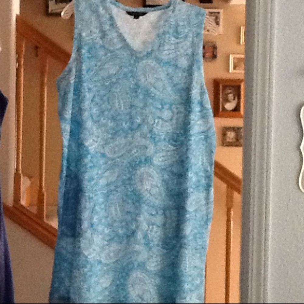 Turquoise and white summer shift style.