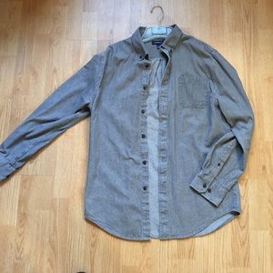Croft & Barrow Grey Denim Long-Sleeve Button Up