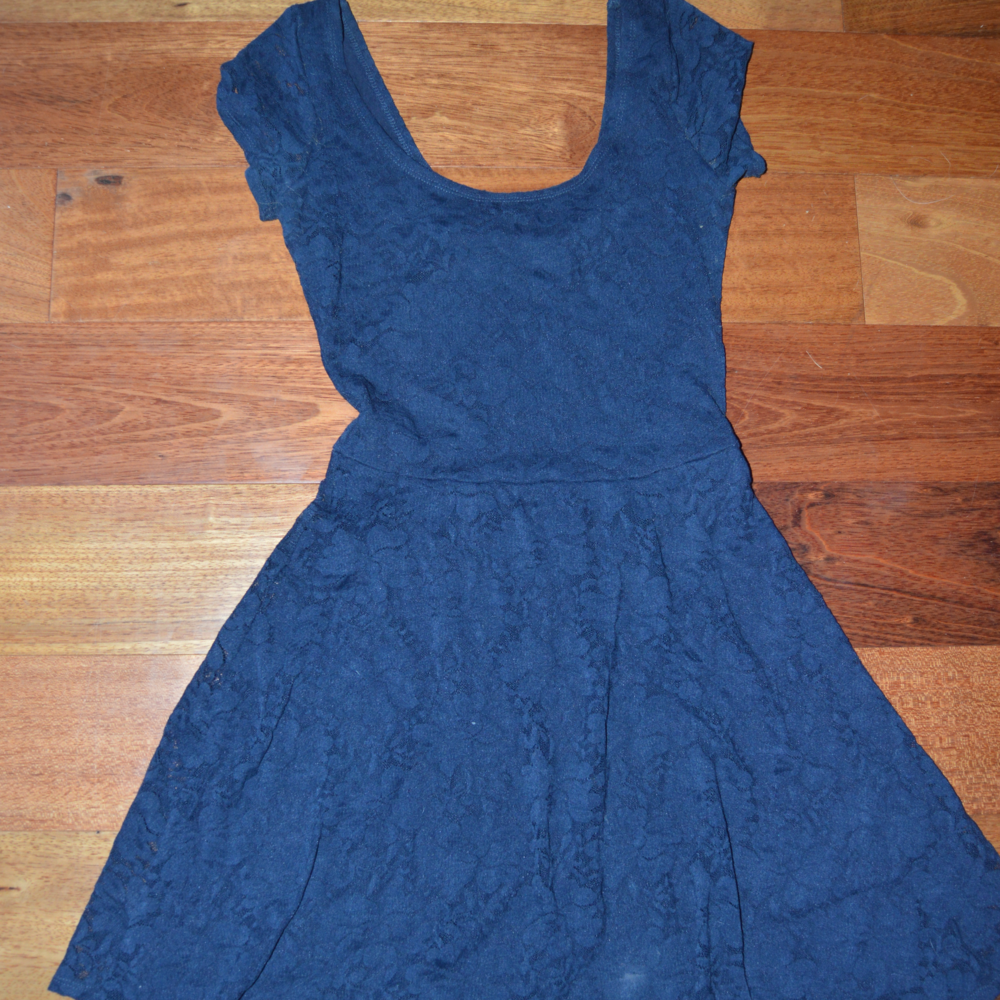 blue lace mini dress