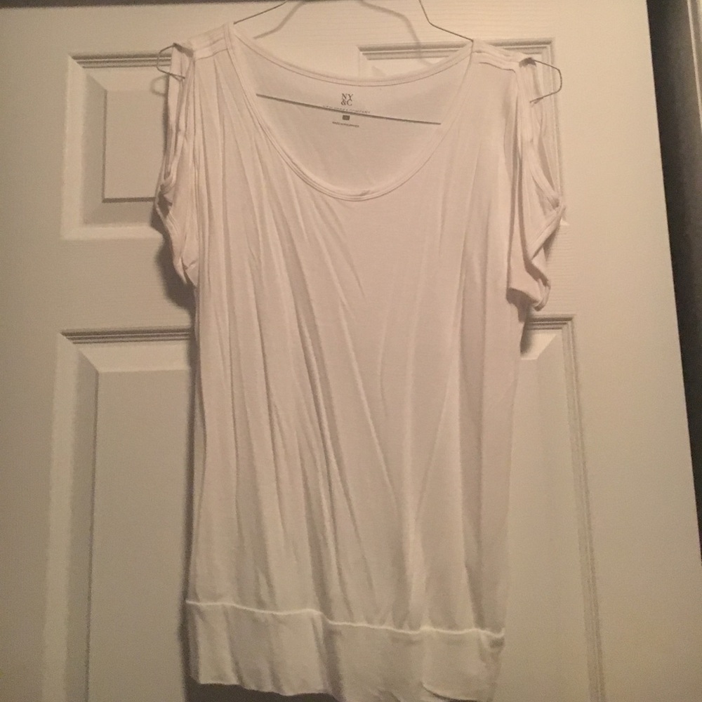White cold shoulder top