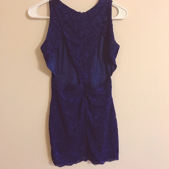 Cobalt Blue Open Front and Back Mini Dress - Picture 2 of 4