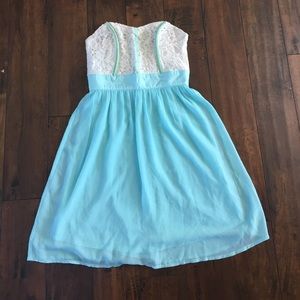 Blue and white dress