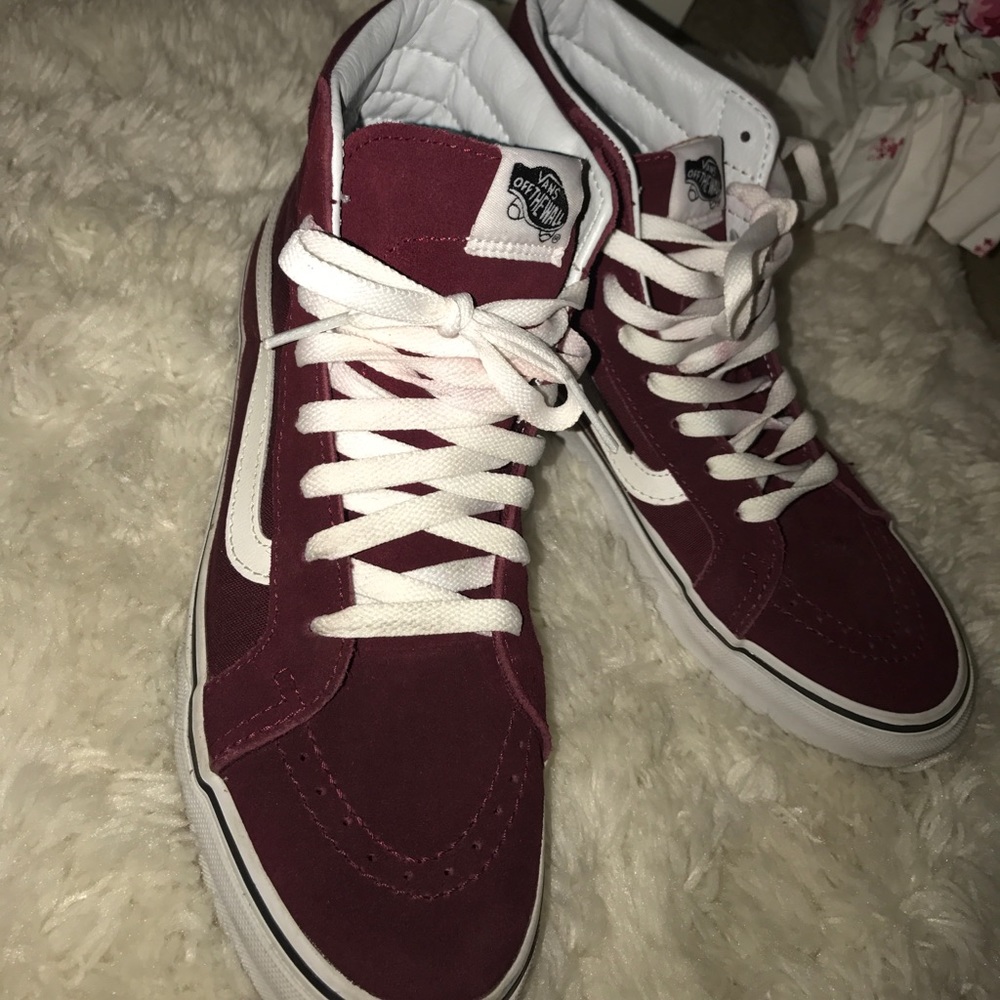 Maroon high top vans