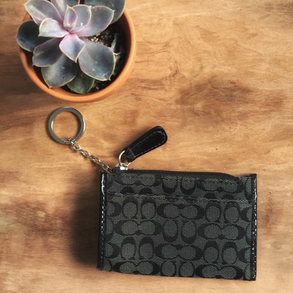 Small Black Signature Coach Coin Purse