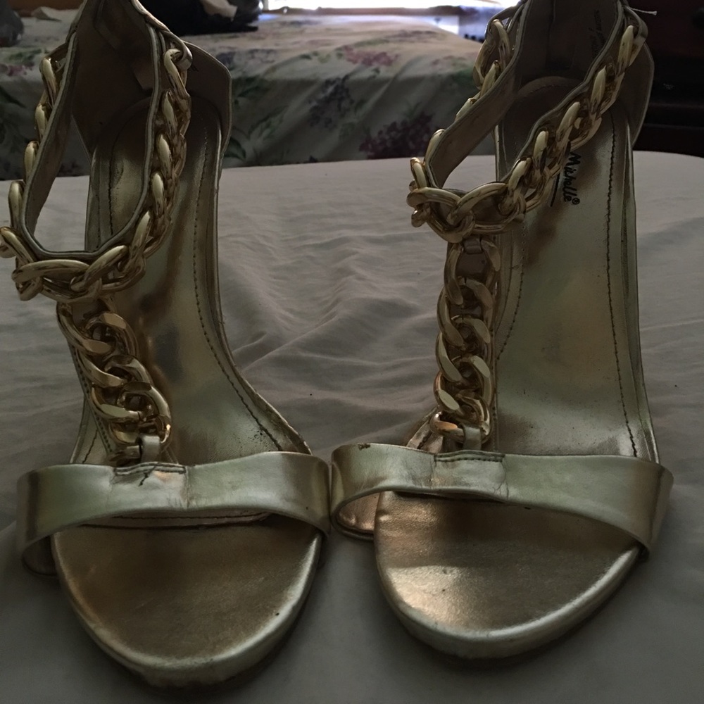 Gold chain heels