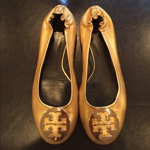 Gold Tory Burch Reva Flats size 9