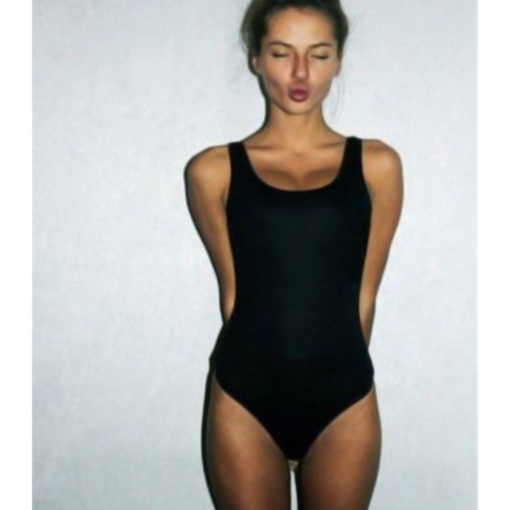 Flatter Ribbed One Piece Swim Suit Low back