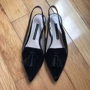 French Connection Velour Tassel Slides