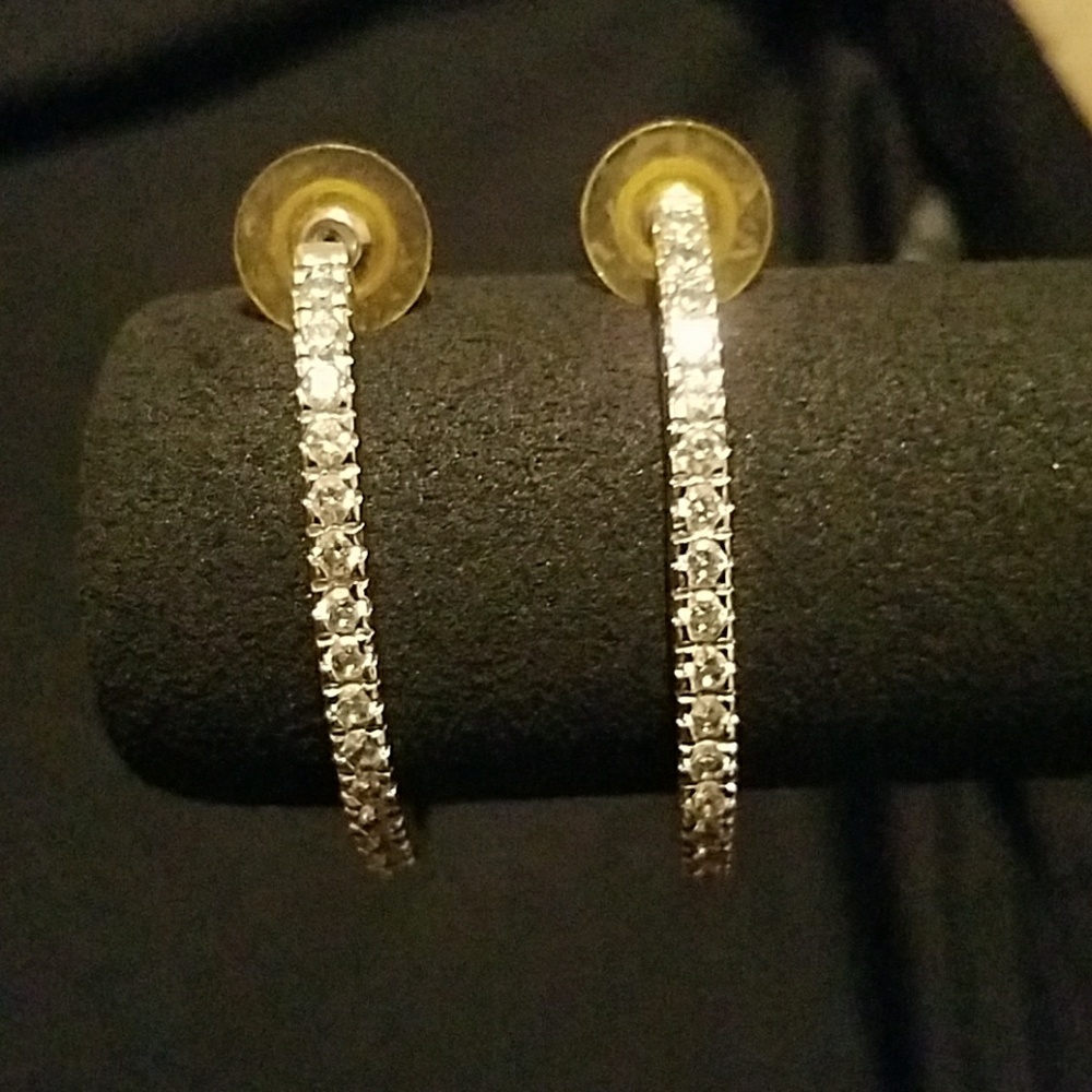 Inside  outside cz stone hoops