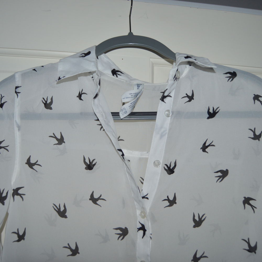 white sheer button down shirt