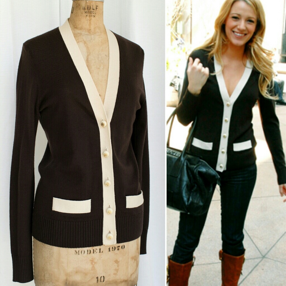 Tory Burch "Liz" Cardigan in Coconut & Ivory