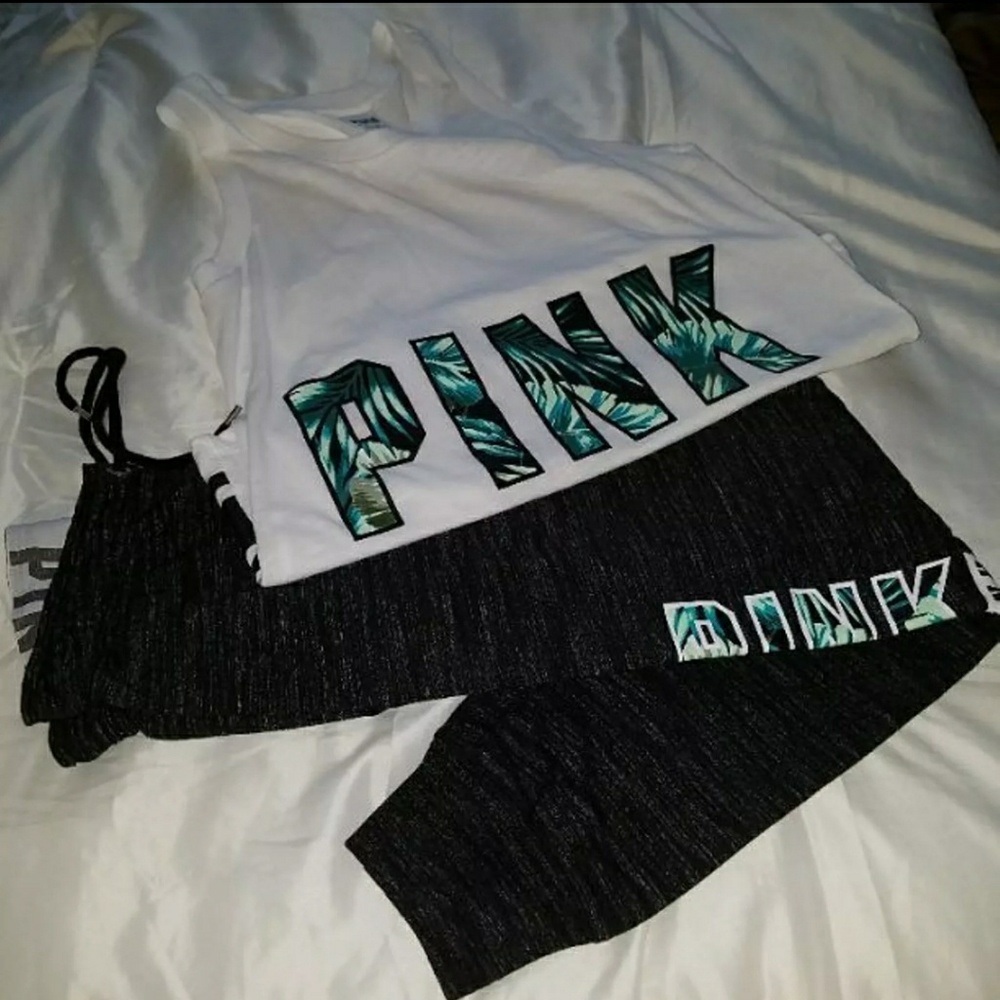 *Sold* VS PINK Palm print set