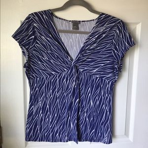 Ann Taylor Navy Blue and White Top
