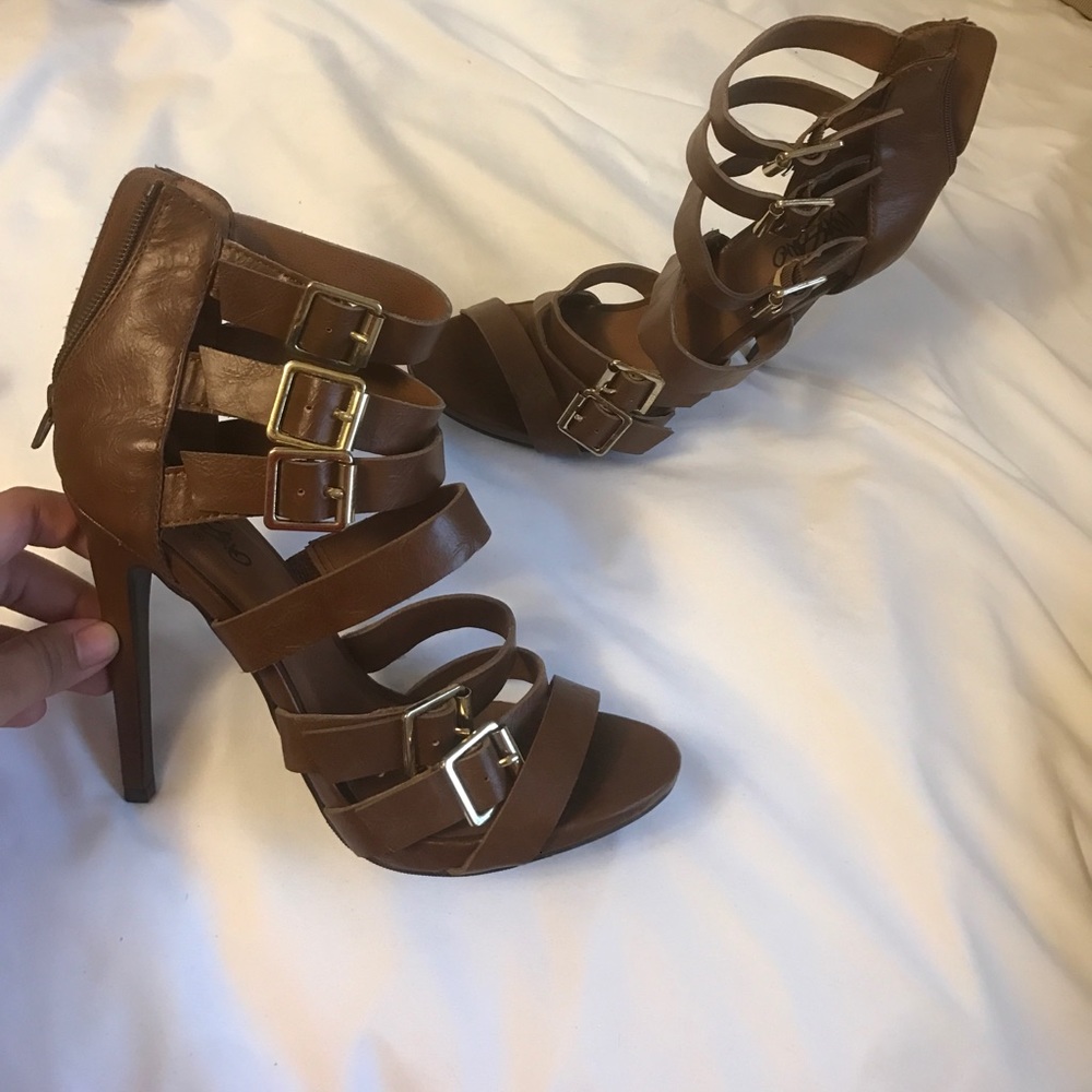 Brown sandal heels