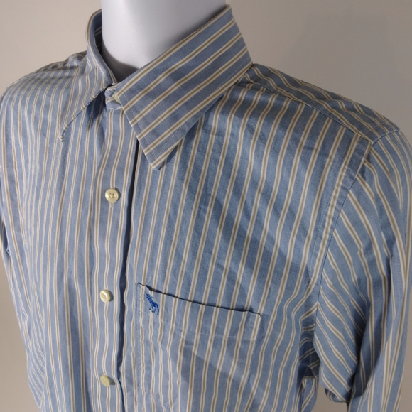 Abercrombie & Fitch Men's Blue Striped Shirt - Picture 2 of 8