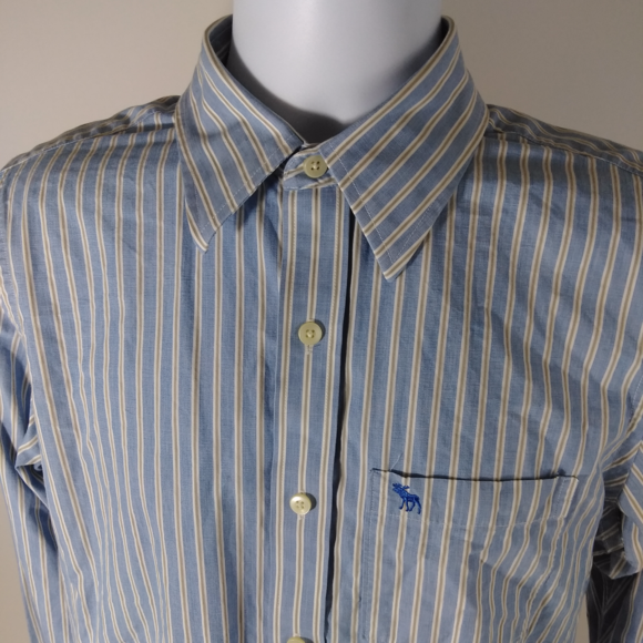 Abercrombie & Fitch Men's Blue Striped Shirt - Picture 3 of 8