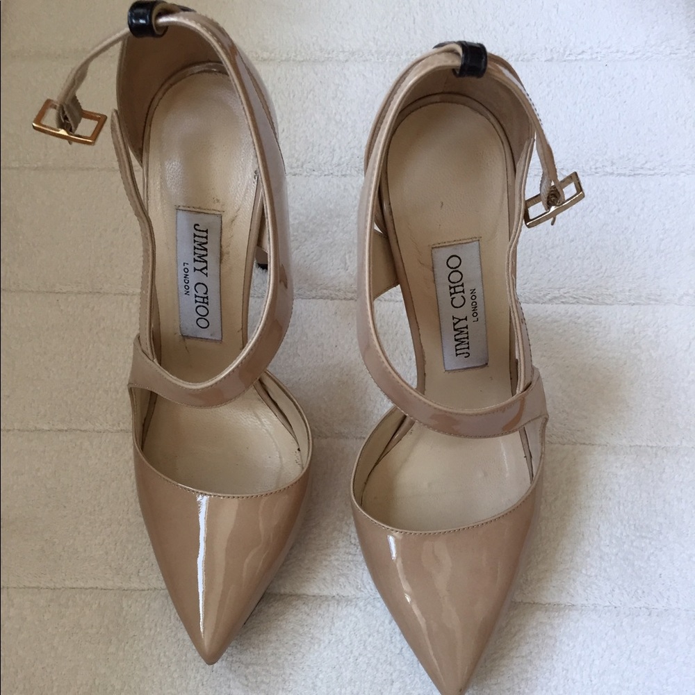 Jimmy Choo sz 36 nude patent leather high heels