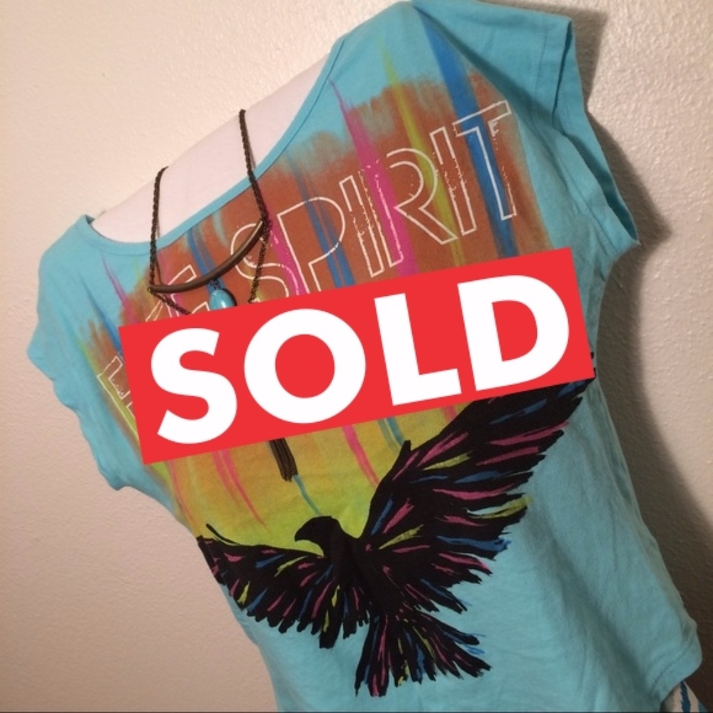 Blue Cap Sleeve Shirt With Back Cut Out