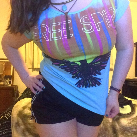 Blue Cap Sleeve Shirt With Back Cut Out - Picture 4 of 4