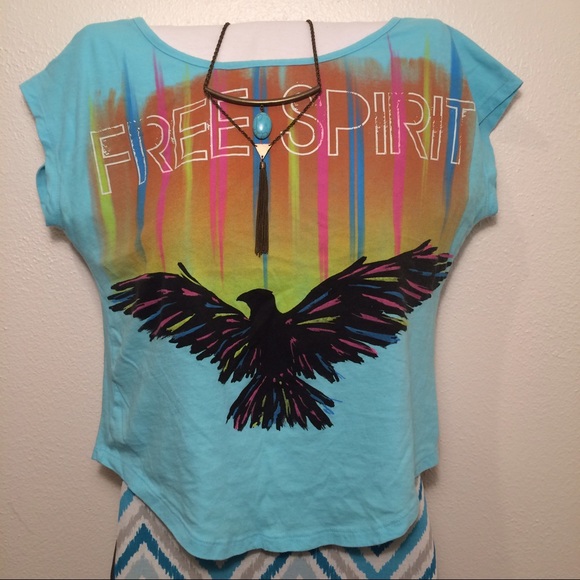 Blue Cap Sleeve Shirt With Back Cut Out - Picture 3 of 4