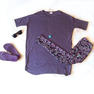 NWT Lularoe S Irma & OS purple floral leggings